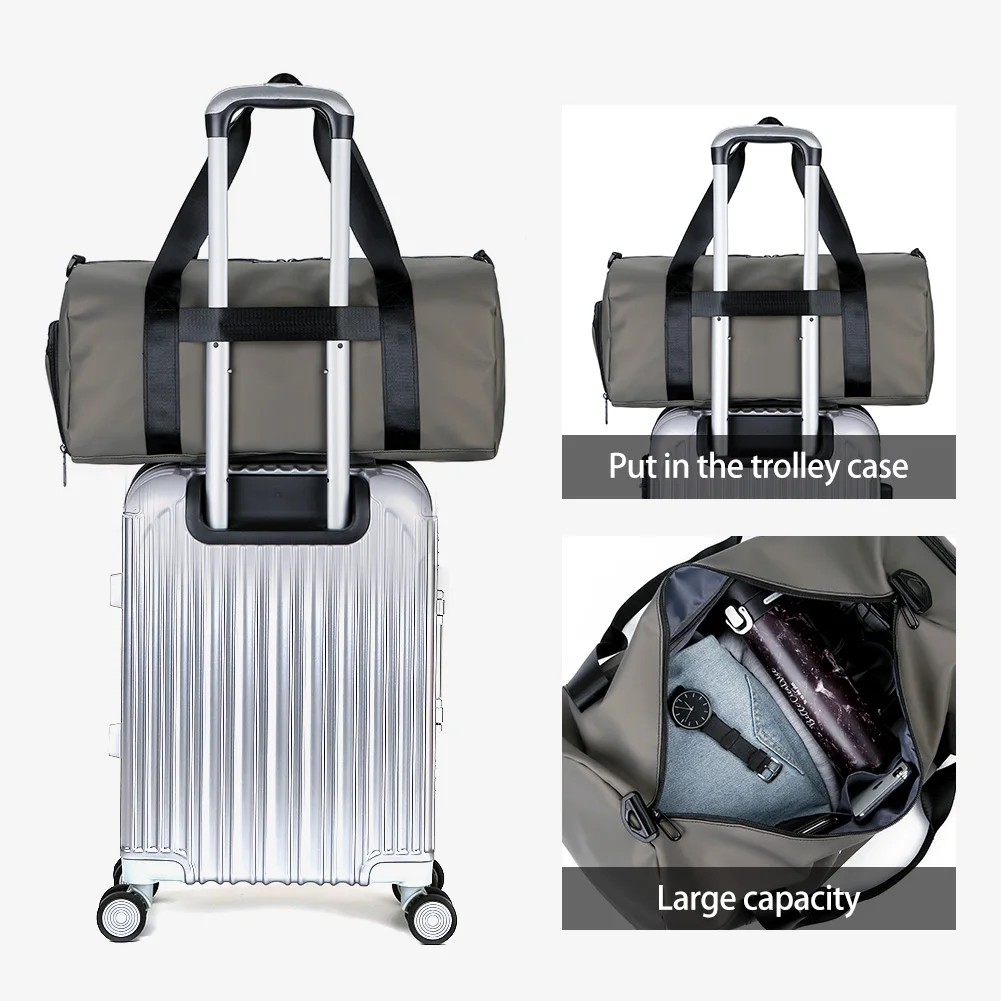 Promotional Custom Waterproof Large Sport Duffel Travel Bag with Shoe Compartment Men Leather Oem High Quality Duffel Travel Bag