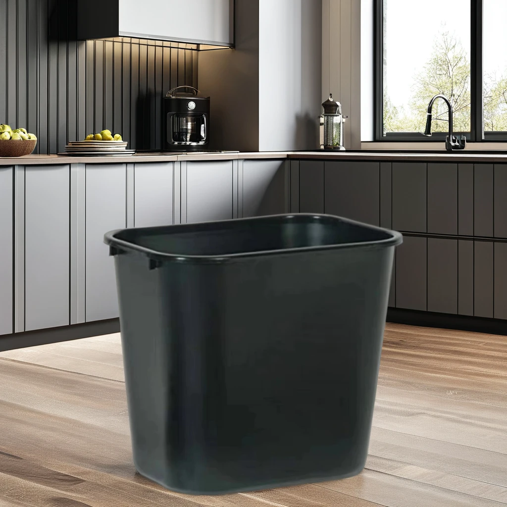 Commercial Hotel Janitorial Cleaning Supplies Open Top Black 28/41QT Garbage Bin Dustbin PP Trash Container
