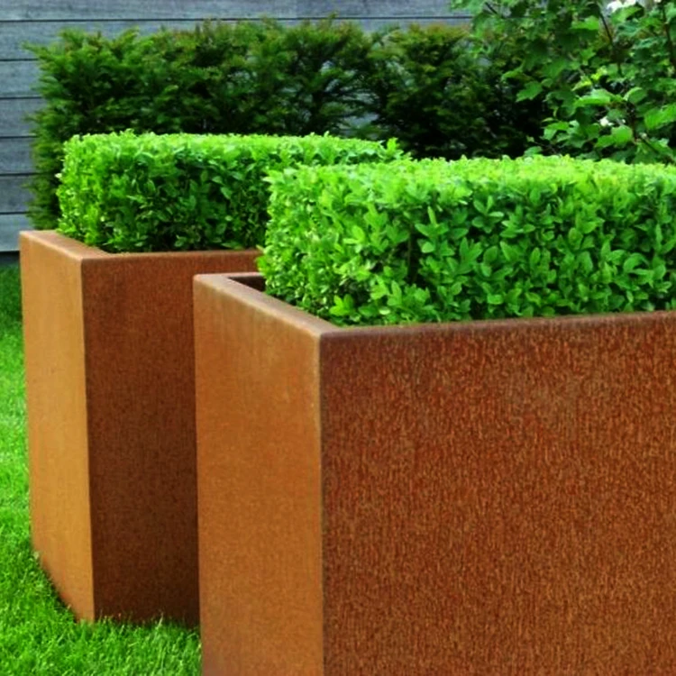 
Weather-resistant steel metal flowerpot for outdoor decoration 