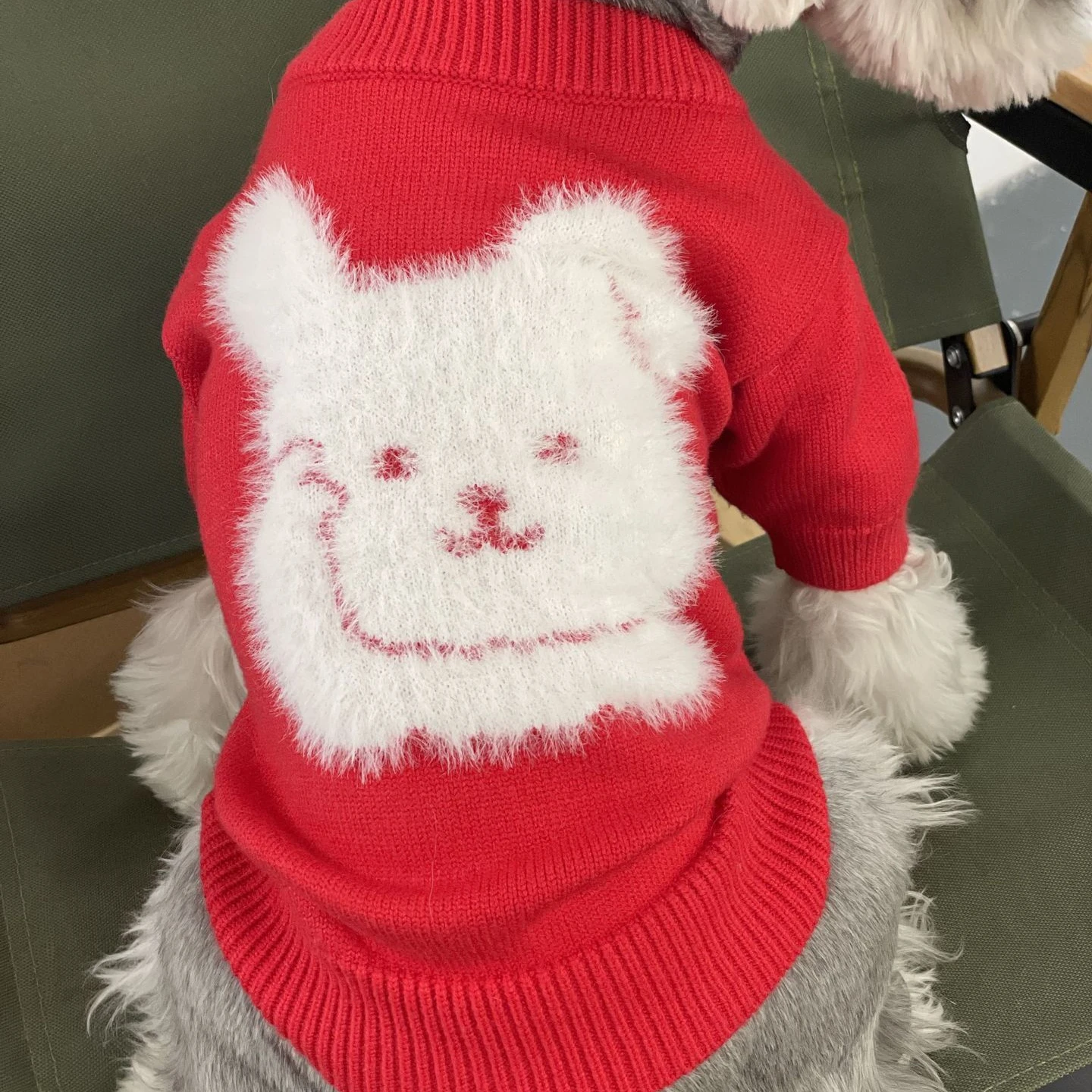 JXANRY Pet New Year Rabbit Sweater Fashion Cat Coat Dog Popular Celebrated Party Clothes Pet Knitting Red Wear