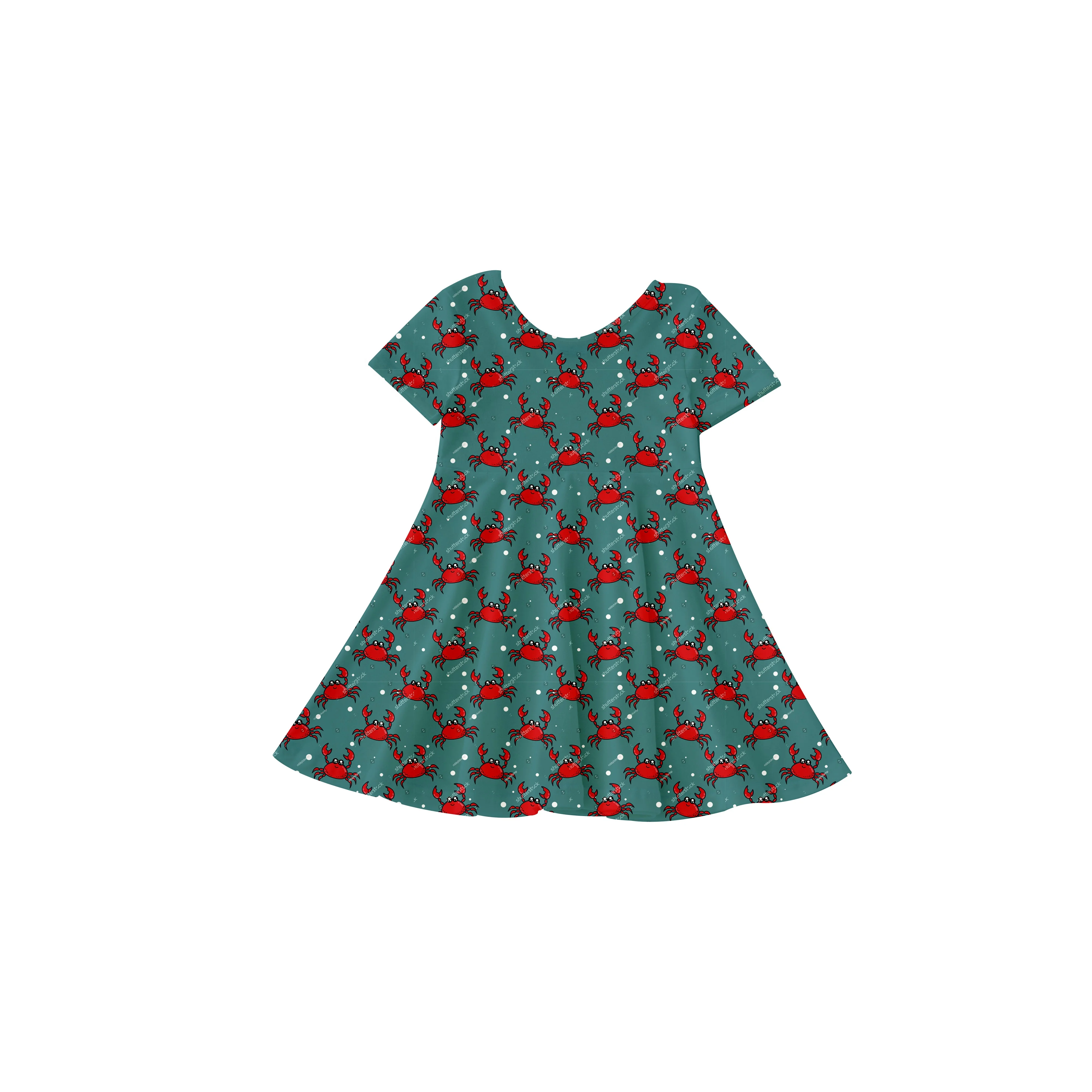 Girlymax Floral Flower summer Short Sleeve A-LIne Twirl Knee Length Baby Girls Dresses Kids Clothing