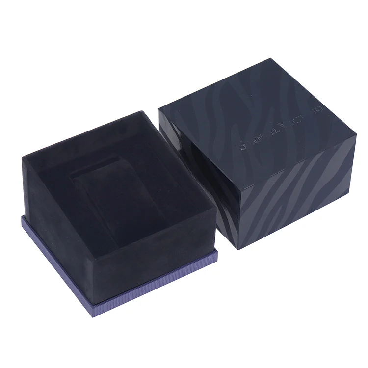 Модная темно-синяя бумажная упаковочная коробка для часов ручной работы с особым рисунком и пользовательским логотипом для спортивных часов