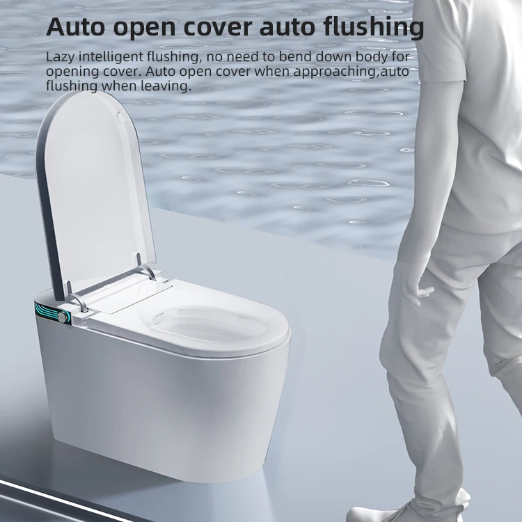 Modern sanitary ware P trap wc Floor Mounted Elongated Foot Sensor  bathroom intelligent smart toilet