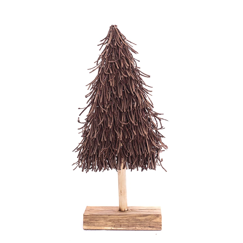 factory wholesale wooden branch jointed handmade wood christmas tree with hood base for christmas decoration
