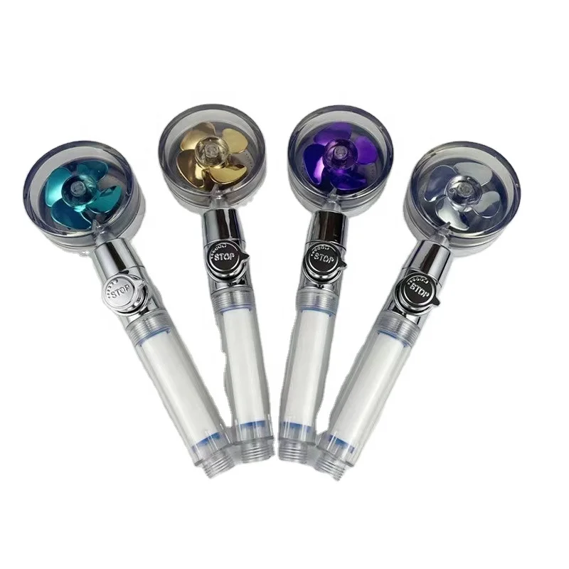 Turbo Propeller Shower Head Water Saving High Pressure Flow Showerhead with Fan Extension Showerhead Rainfall Bathroom Accessor