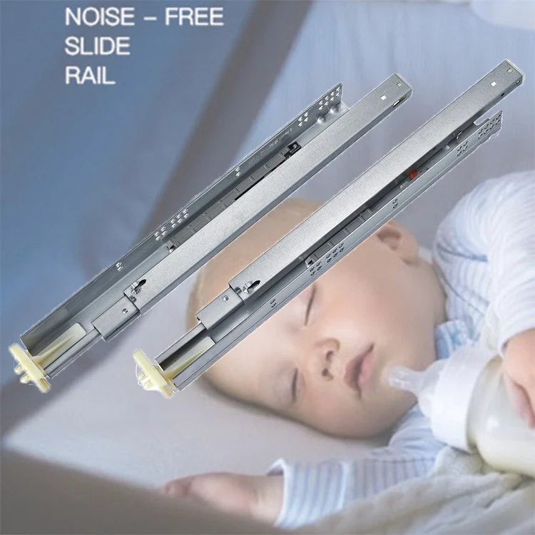 Ronghui Soft Close Full Extension 3 Section Damping Telescopic Channel Drawer Hidden Slide Rails