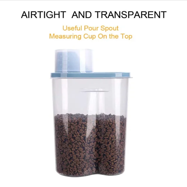 Pet Food Storage Container with Measuring Cup Pour Spout for Small Dog Cat Bird Turtle Waterproof Storage