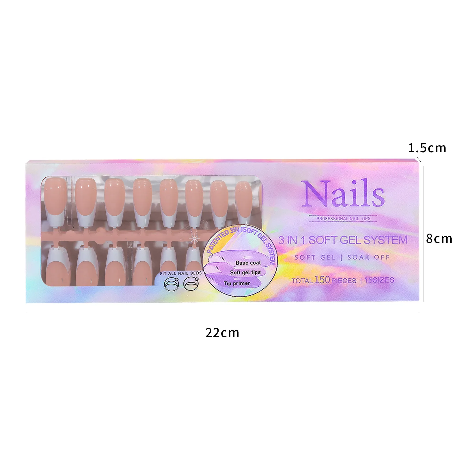 New 2024 short square nail extension tips pre made full cover nude french tip coffin press on nails almond soft gel nail tips