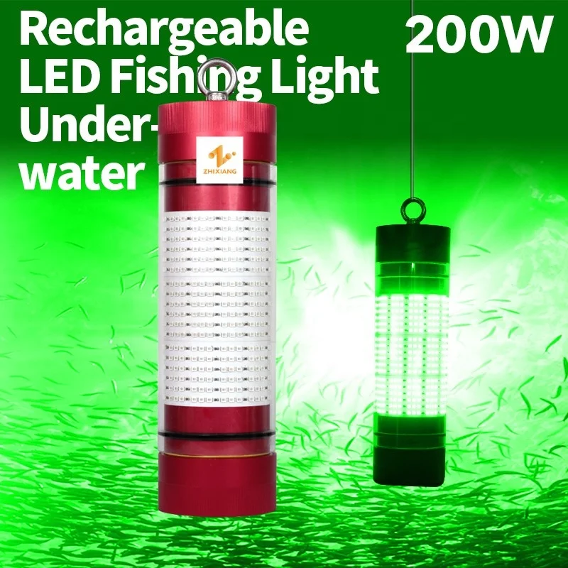 Rechargeable LED Underwater Squid Fishing Lamp Green Blue  White waterproof fishing Light for Sea fishing