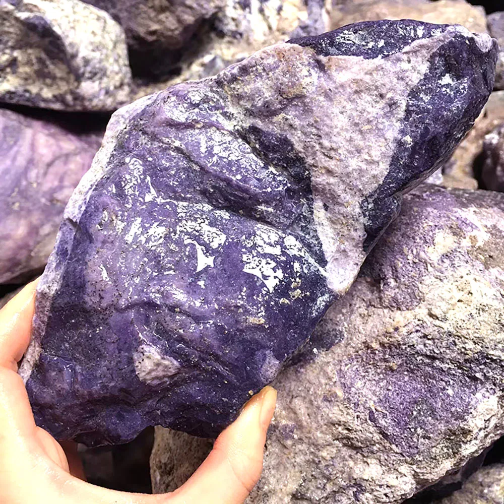 Natural jade raw stone wholesale high quality purple jade rough stone for sale