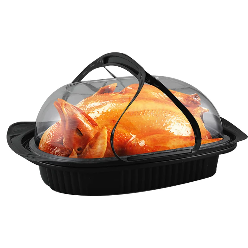 Factory Directly Takeaway Disposable Food Container PP Plastic Roast Chicken Container with Anti-fog Dome Lid