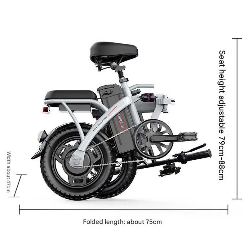 2024 Hot Sale Mini Size Fashion Electric Folding Bicycle 400W 48V 14 Inch Electric City Folding Bike Mini Foldable Electric Bike