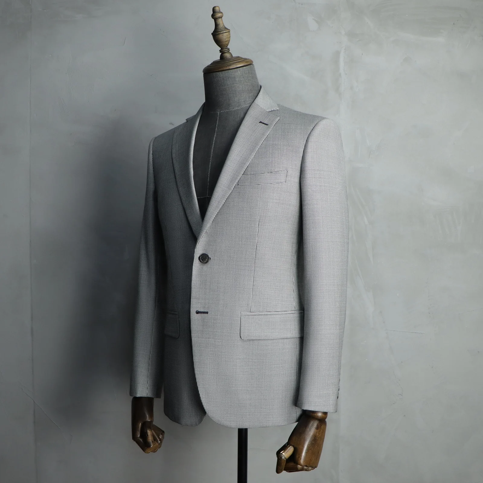 MTM Business Custom Suit For Men 100% Wool  Gray Houndstooth Bespoke Mens Suite Tailor Made  Formal Blazer 2 Piece Set