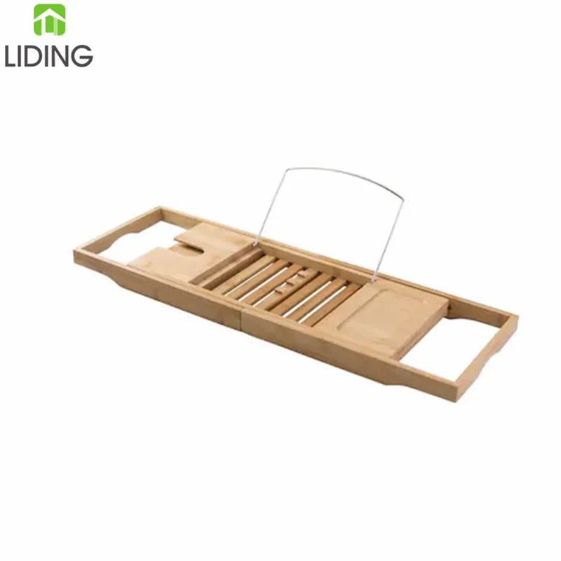Luxury Bathtub Caddy Extendable Bamboo Wood Organizer Tray with Drinks Book Tablet &Phone
