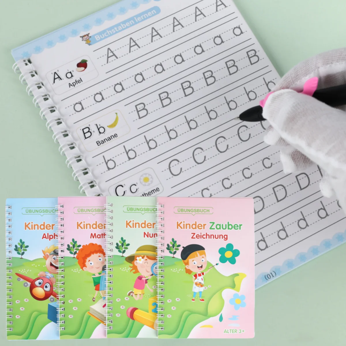 4 PCS German Version Sank Magic Book Kids Hand Writing Books Children German Practice Learning copybooks