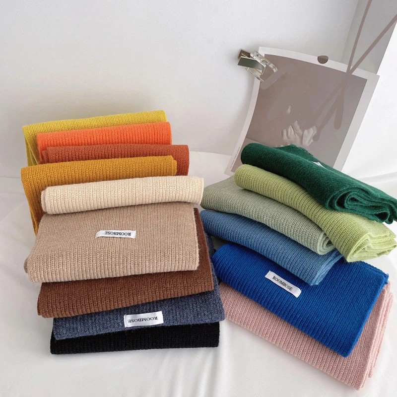 Custom Hot Selling Multi Color Stylish Ladies Winter Warm Neck Wraps Medium Long Casual Knitted Scarves for Women