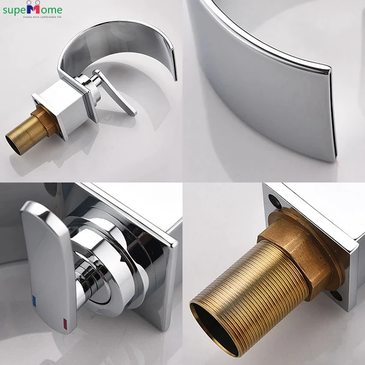 Modern Bathroom Mixer Tap Black Gold Wash basin Faucet Single Handle Hot and Cold Waterfall Basin Faucet