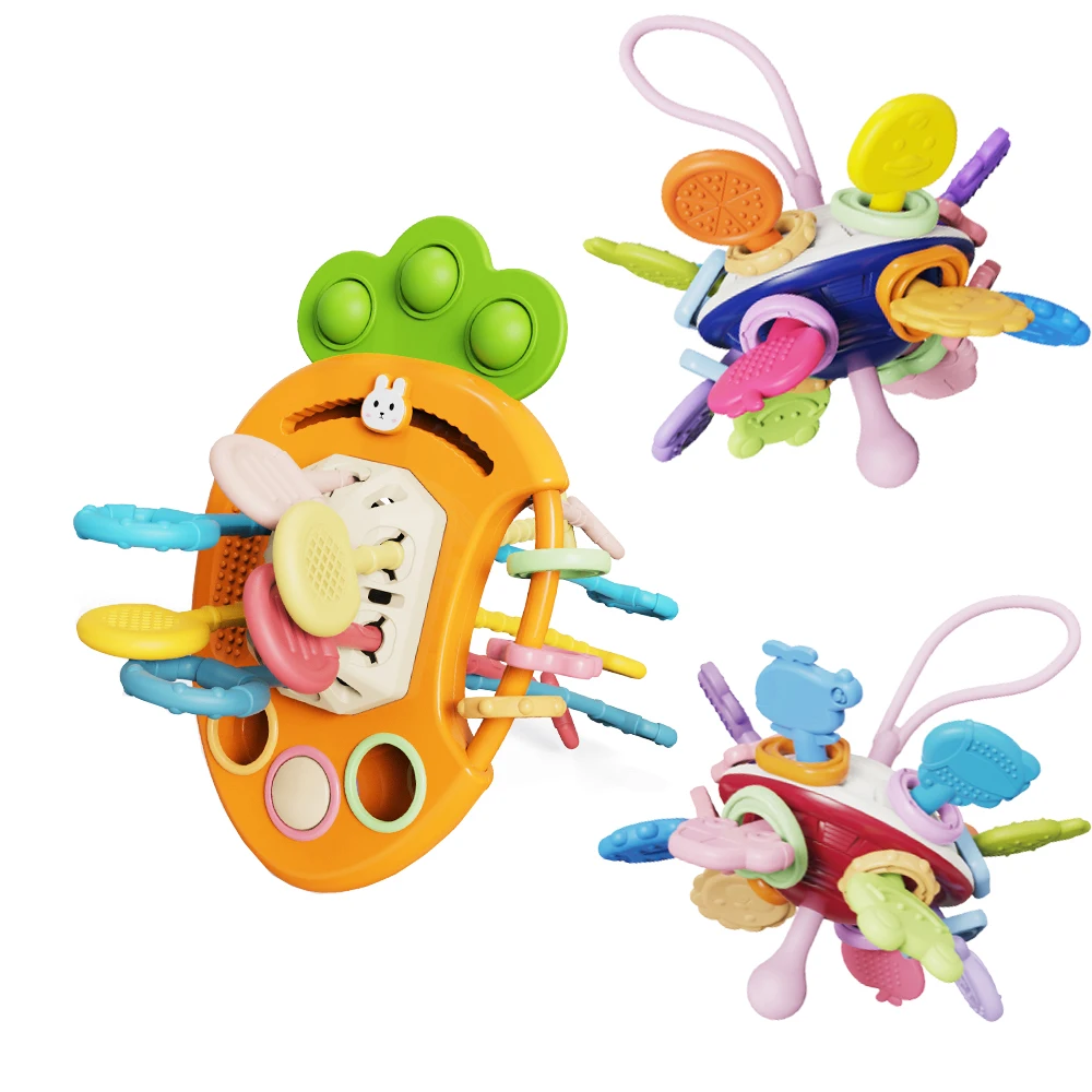New products baby touch hand grasping Puzzle busy ball Cute radish Flying Disc design gnawed teeth gum grip ability training toy