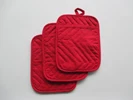 Kitchen Solid Color Hot Pad Oven mitts 100% Cotton Heat Resistant Christmas Red Oven Pot Holder with Pocket