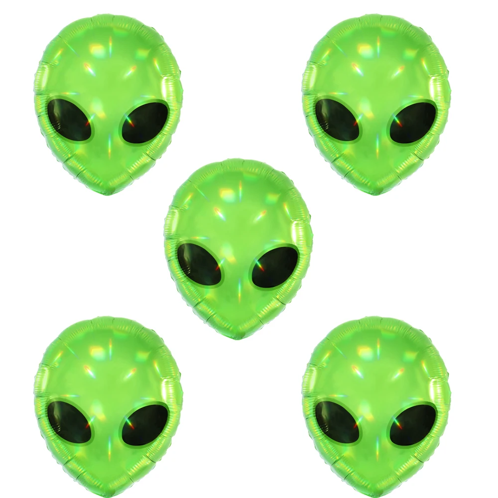 CYmylar green Alien head foil balloon UFO theme birthday party decoration outer space helium alien balloons