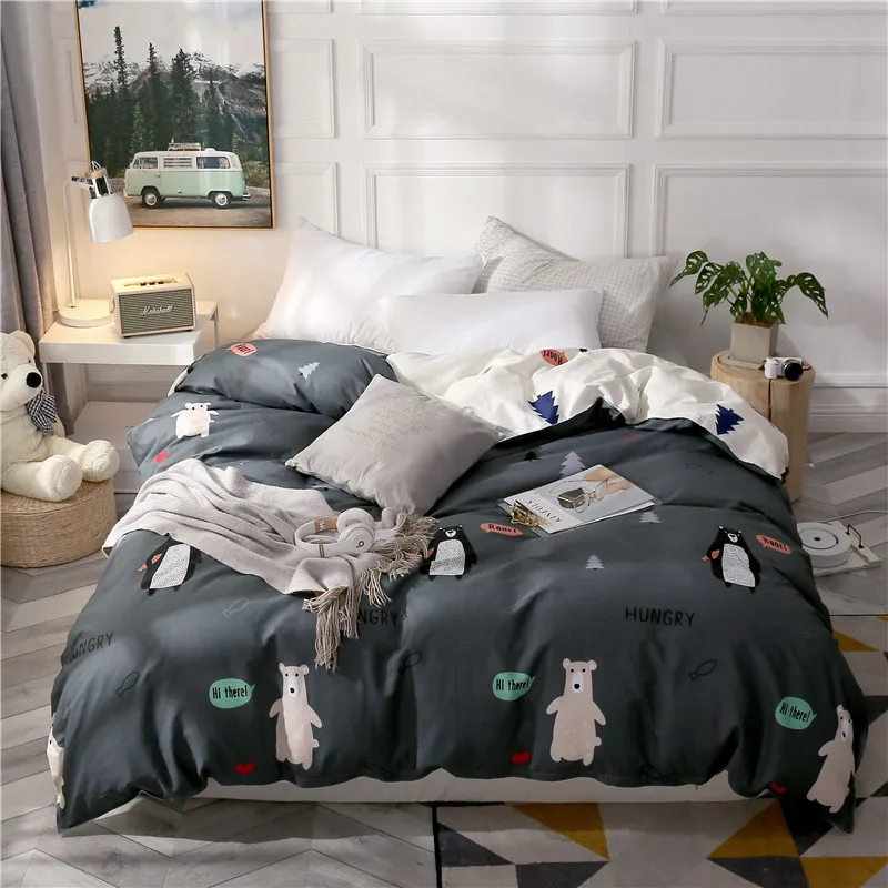
KAERFU 100 cotton bear printing duvet cover set bedding set 