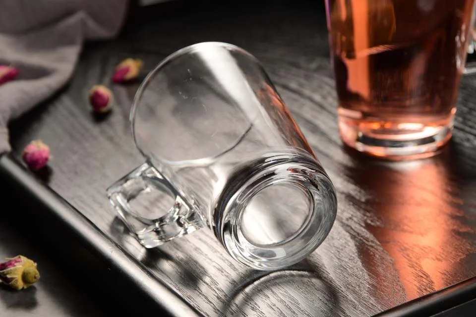 square handle coffee glass cup