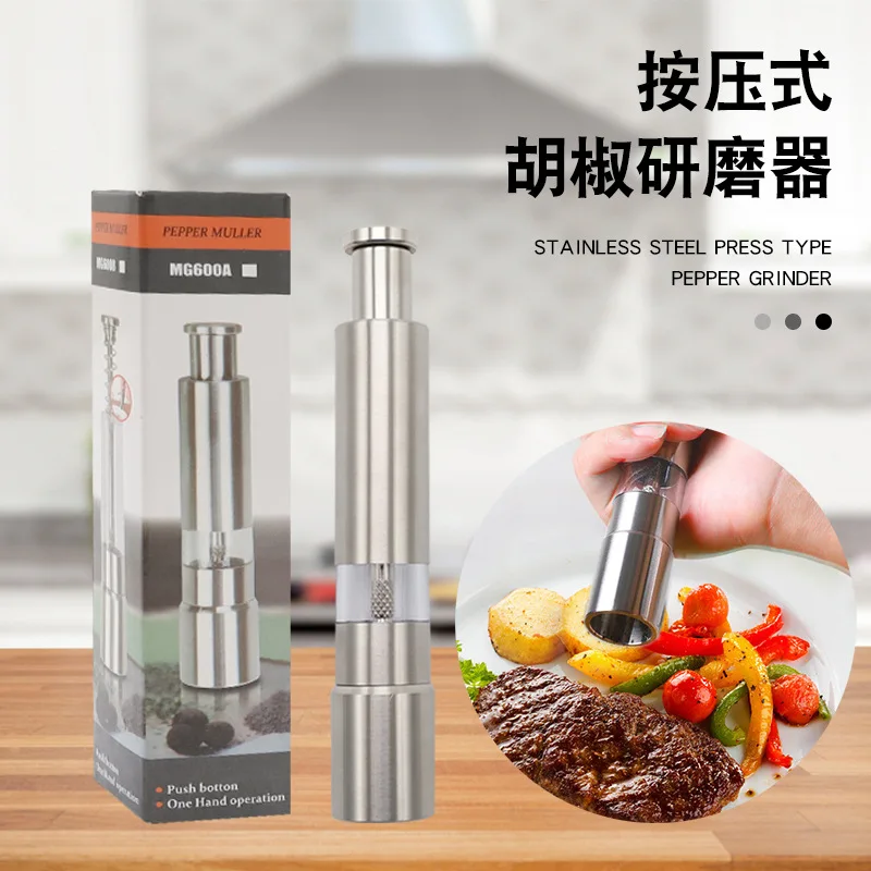 silver battery powered automatic operation stainless steel gravity electric mill pepper and salt grinder set