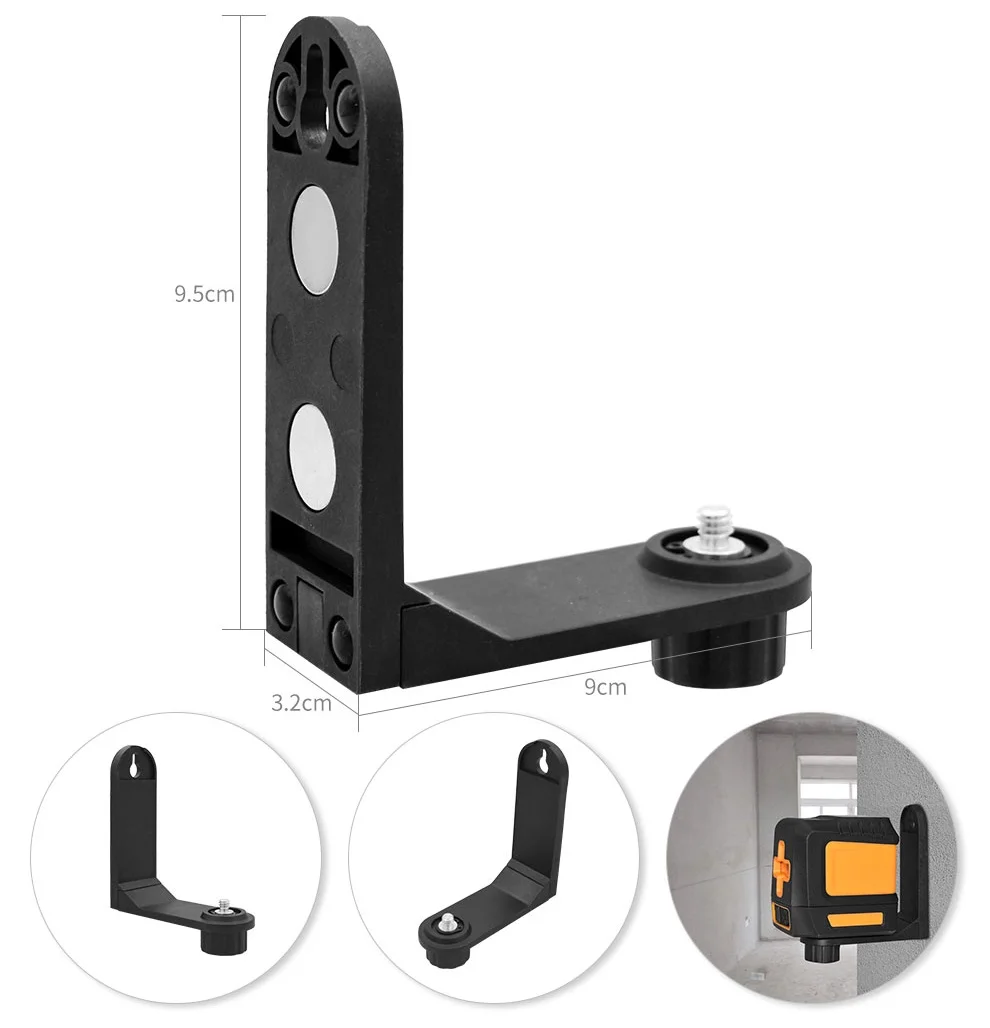 Mini Portable Laser Bracket Adjustable with Strong Magnet Wall Bracket for 2 Lines Laser Level