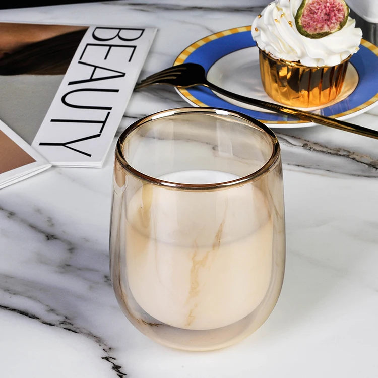 Double Walled Glass Coffee Mugs 8oz Smoked Glass Insulated Coffee Mugs  Perfect Glass Tea Cups & Latte Cups