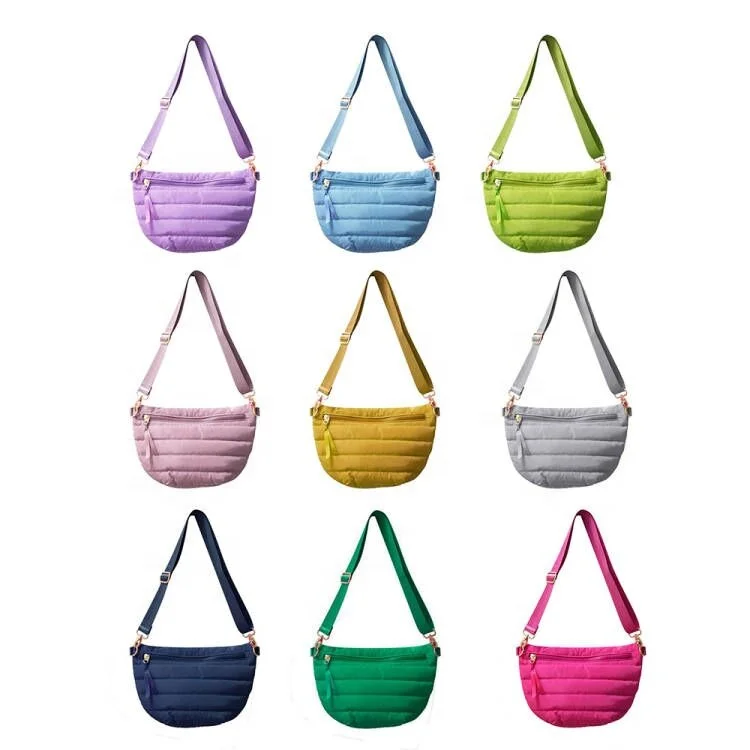 Hot Sale High Quality Puffer Crossbody Fanny Pack Women Belt Bag Nylon Quilted Bags