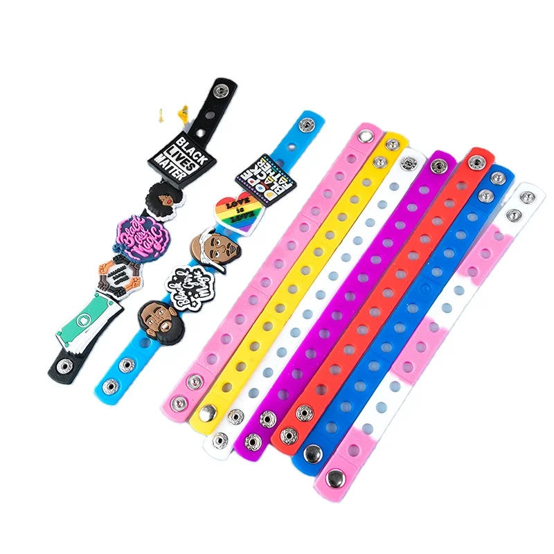 Shoe Accessories charms Kid birthday festival Gifts PVC Silicone Bracelet Wristbands With Shoe Buckle  logo
