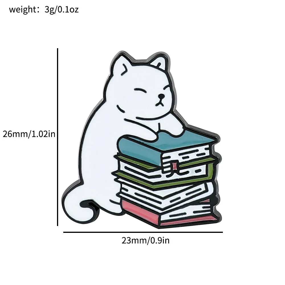 Cute cartoon cat badge reading a book drinking coffee cute cat cat custom alloy oil drop pin