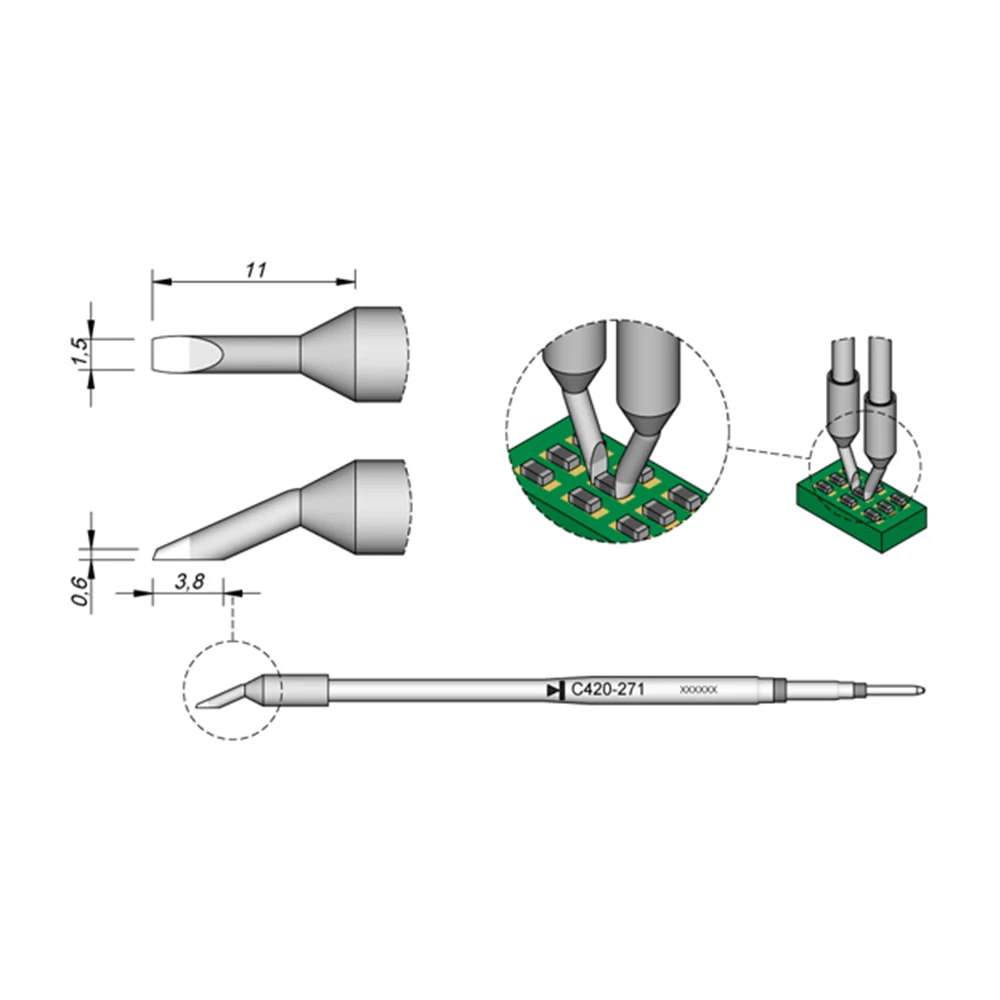 WEIDINGER JBC Soldering Tip For Chip Bevelled 1.5 Mm For Desoldering SMD Components