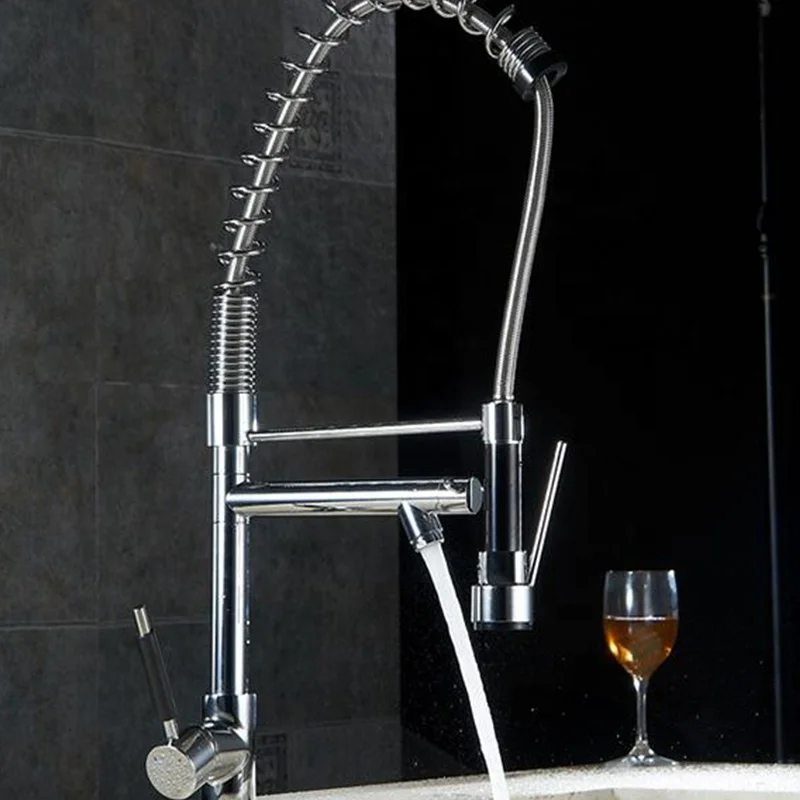 Torneira Modern Hot Cold Water Mixer Tap Single Handle Flexible Brass Pull Down Sprayer Spring Kitchen Sink Faucet