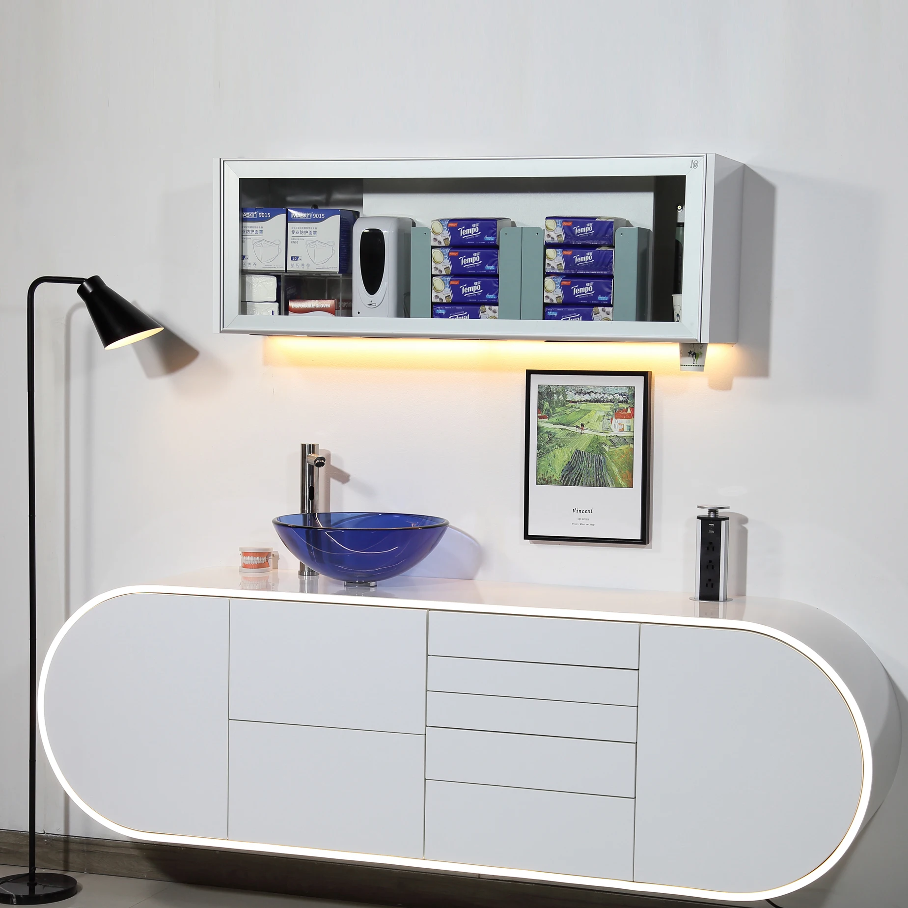 Customizable Free design modern dental clinic cabinet with drawers dental side cabinet island