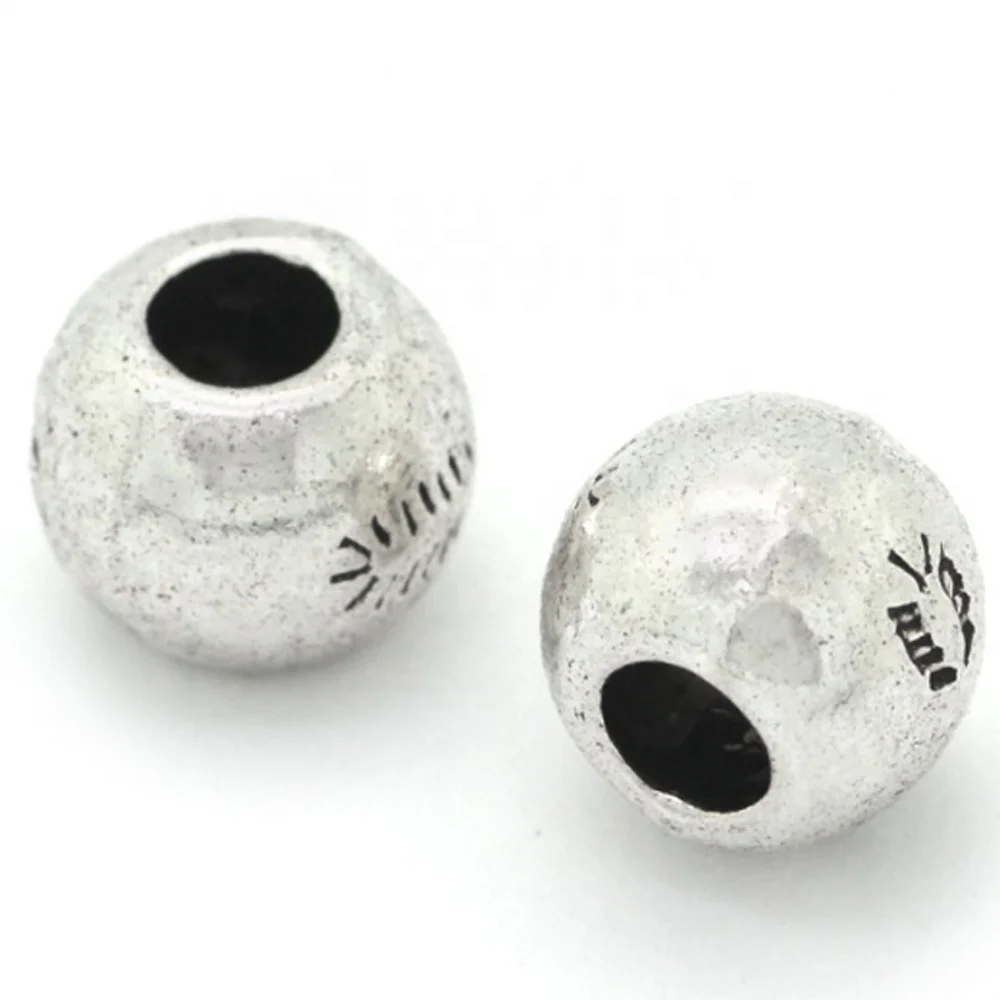 Accessories For Jewelry Making Big Hole Round Spacer Beads Silver Metal Bead Zamak Necklace And Bracelet Jewelry1.5mm.
