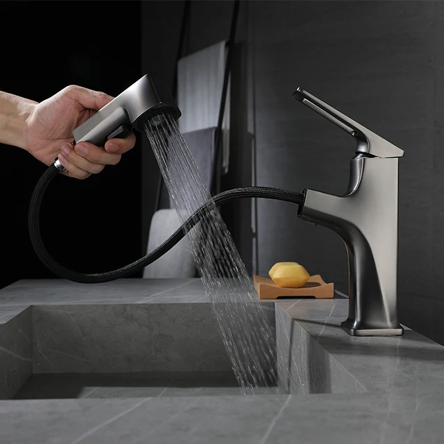 Grey Basin Faucets Bathroom Basin Water Wash Basin Zinc clad copper Faucet Water Tap