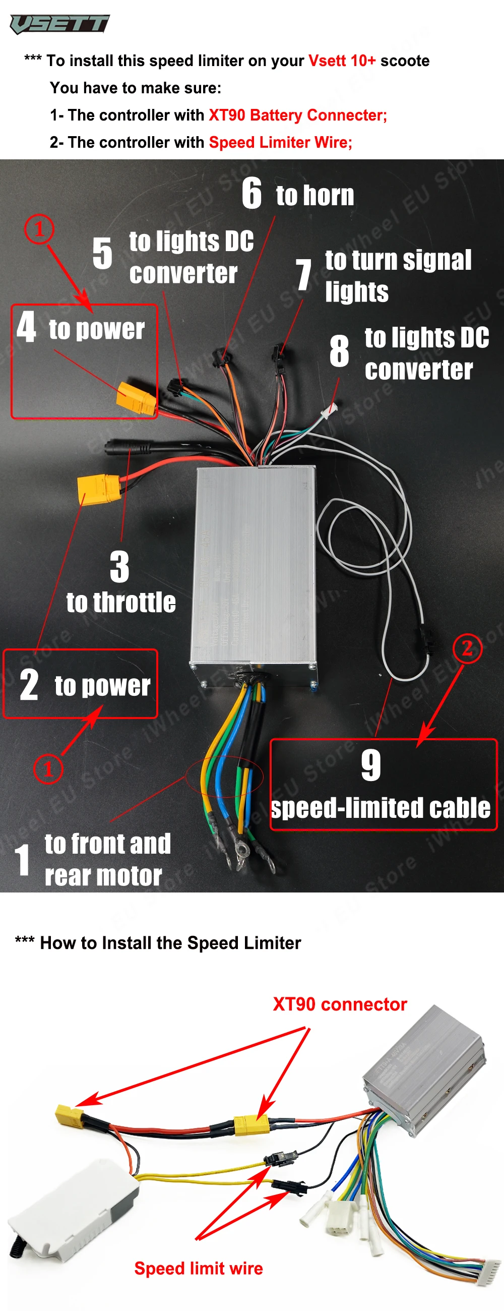 Zero 8/9/10+ VSETT 10+ Remote Control Speed Limiter Device with 25km/h Speed Limit for Zero 8/9/10/10+/11+ VSETT 8/9/10+/11+