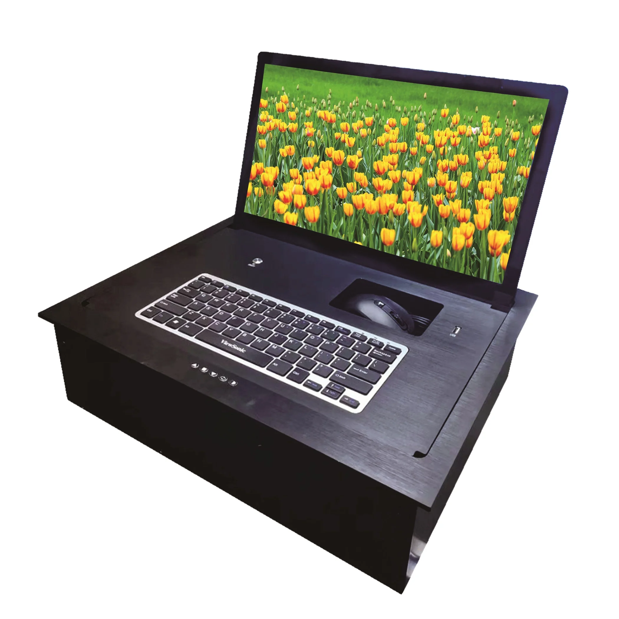 Conference Table customized product tabletop smart automatic LCD Flip up Device with 17.3 imch screen built in Hotel meeing room