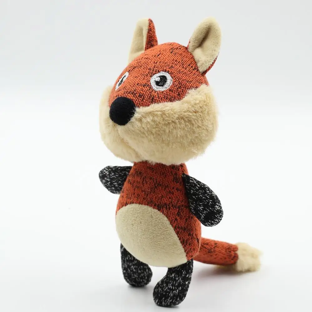 wholesale soft knitted fabric fox shape plush dog toy squeaky pet toy