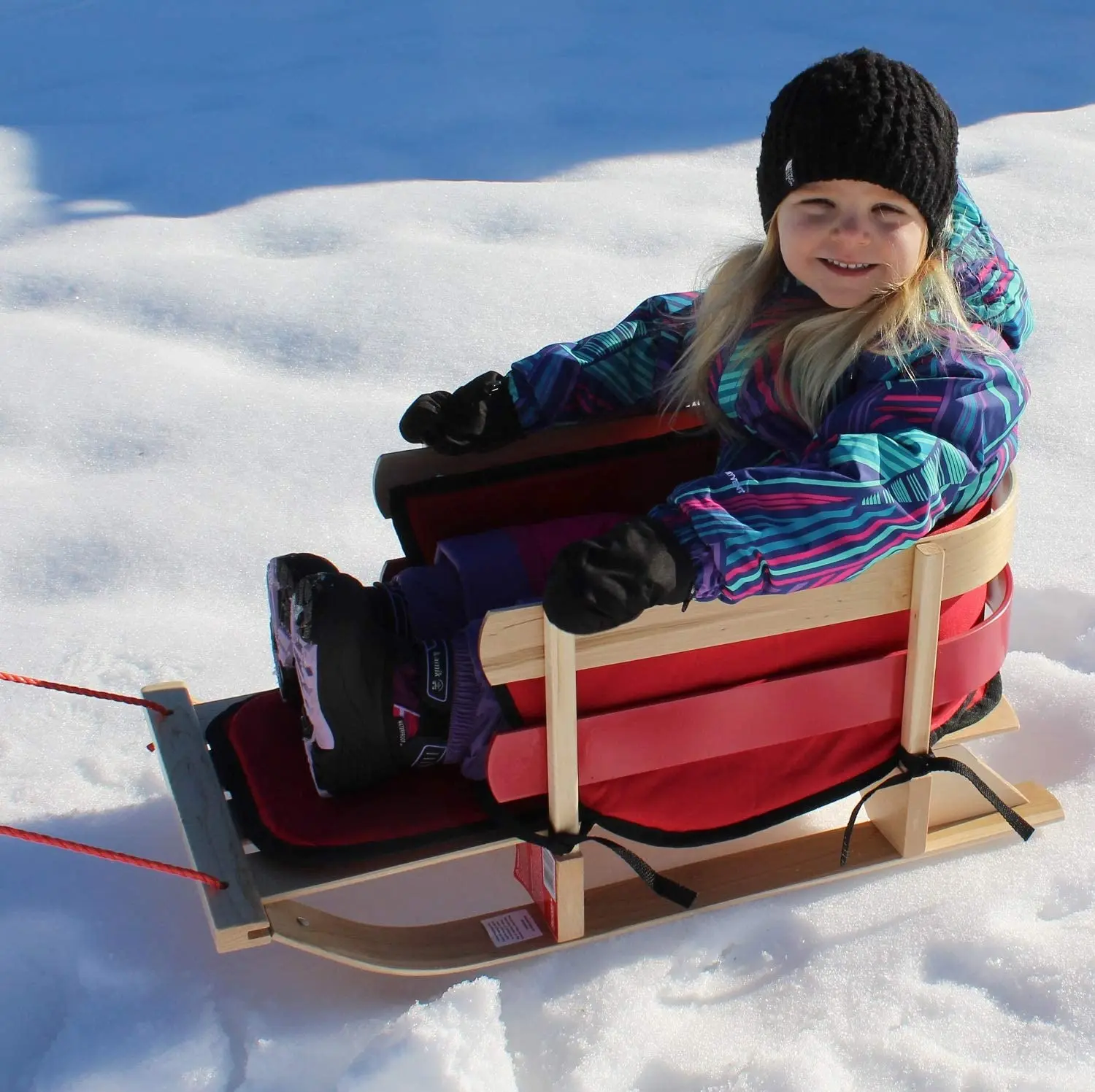 Baby Pull Sled Wood Toddler Wooden Steering Snow Slider for Kids