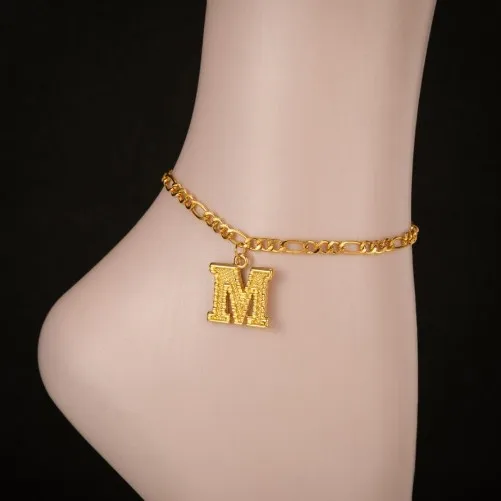 
Custom Letter Initial Charms Anklet gold plated stainless steel Ankle Bracelet A-Z Alphabet anklets foot jewelry women 