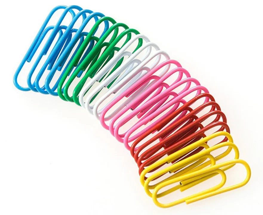 The 10pcs  jumbo paper clips,plastic coated colorful 100mm  paper clips for office use