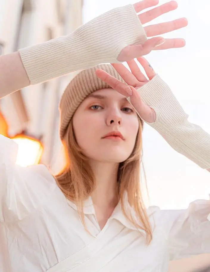 Gloves Manufacturers Wholesale Custom Design Luxury Winter Warm Fingerless Cotton Wool Cashmere Gloves For Women