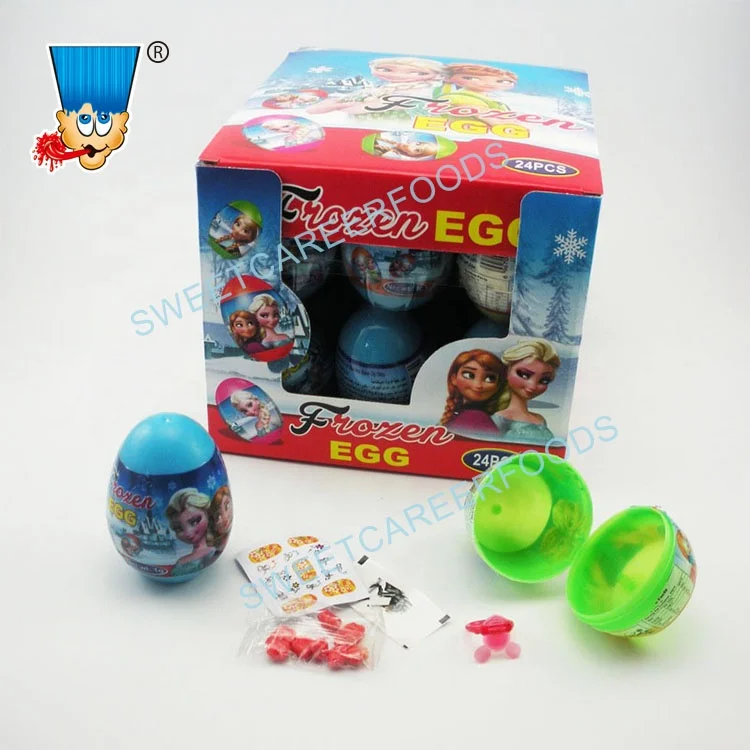 Novelty surprise egg toy fruity candy with assorted toys