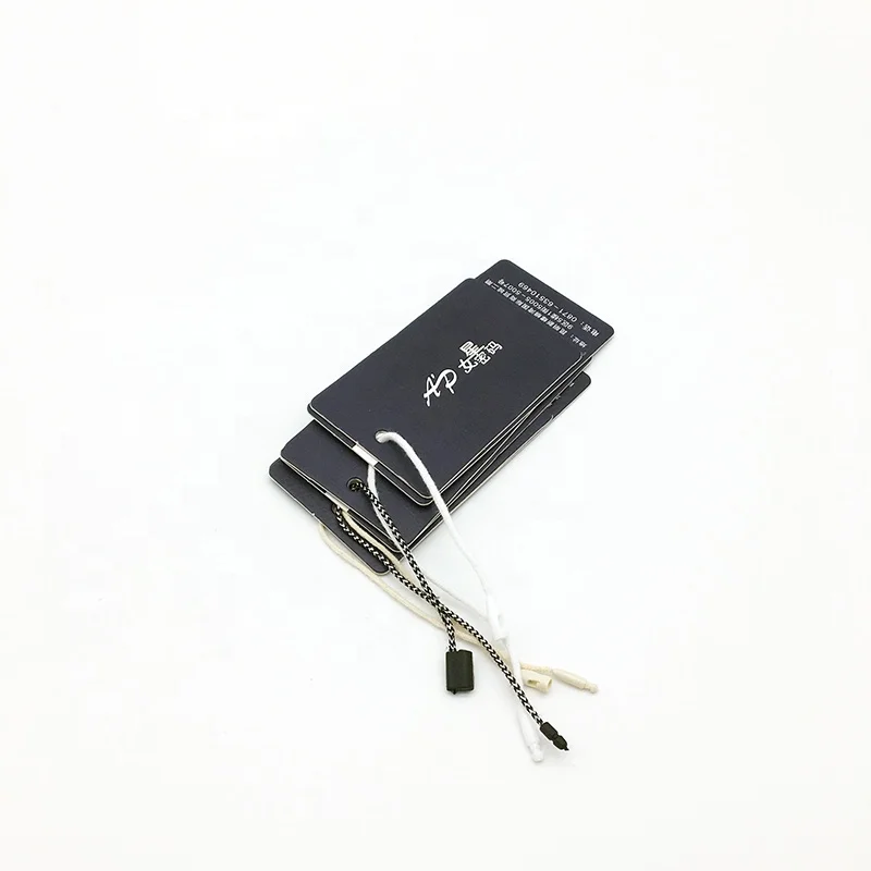 
Professional Thin and long black cardboard Fashion Private Label hang tags 