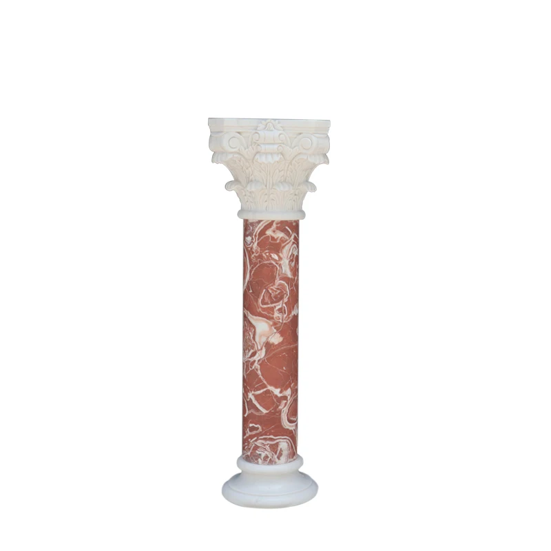 New Customization Indoor decoration natural Hand carved red exquisite marble column