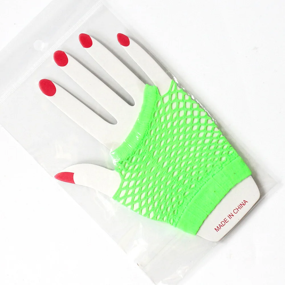 O020 party Short fishnet gloves Multi color sexy elastic gloves Mesh gloves hollow fingerless