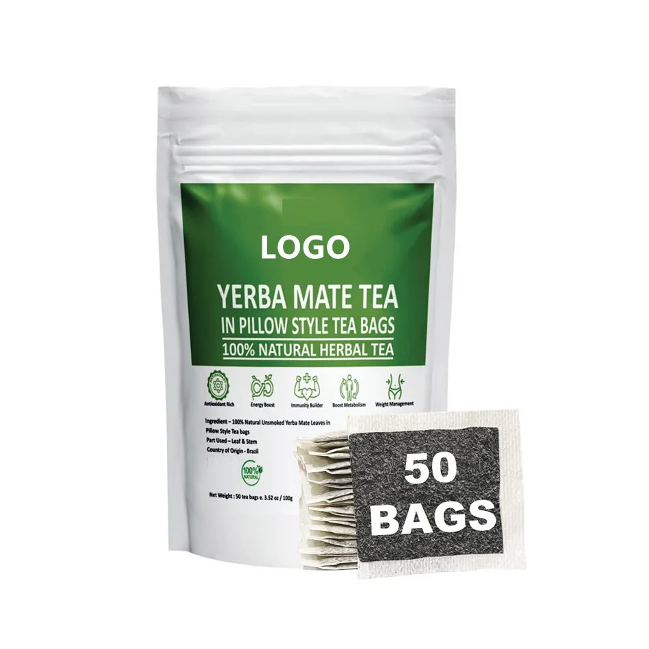 Органический травяной чай Yerba Mate 50 натуральных чайных пакетиков богатых хлорофилловыми антиоксидантами и витаминами для взрослых