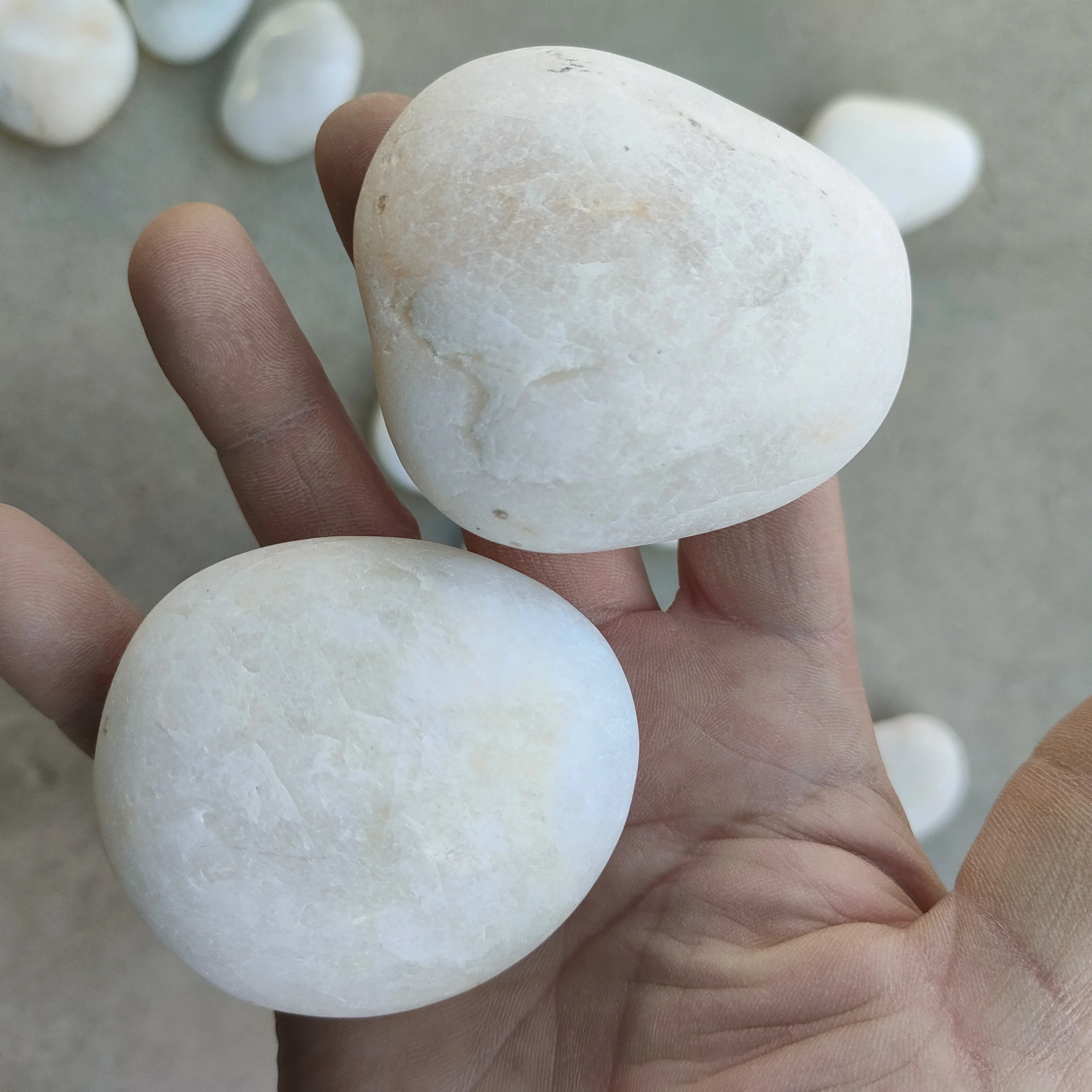 Hot sale natural landscape snow White stone pebbles white beach pebbles cobble stone with chinese supplier